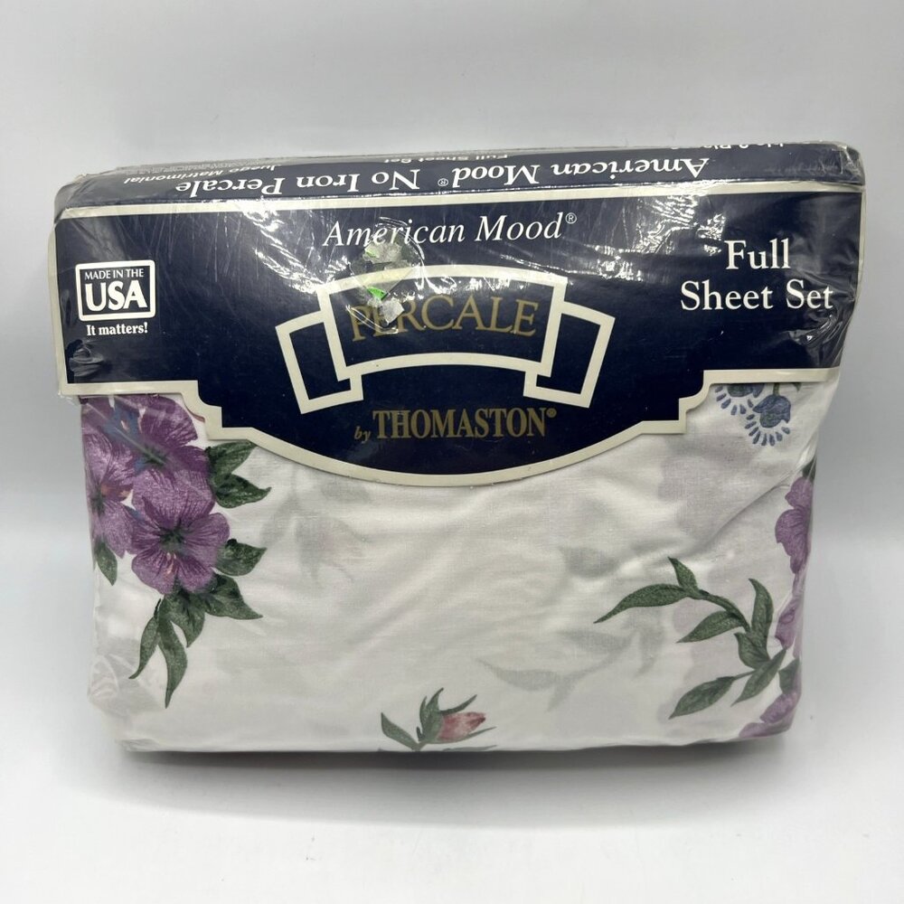 Thomaston American Mood Full Bed Sheet Set Pink Roses Flat Fitted Pillowcases